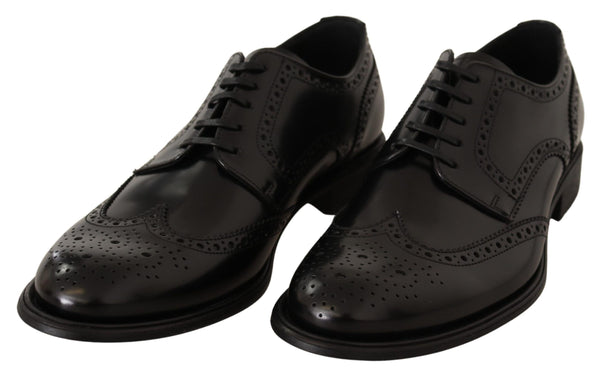 Dolce &amp; Gabbana mustat nahkaiset Oxford Wingtip -muodolliset kengät