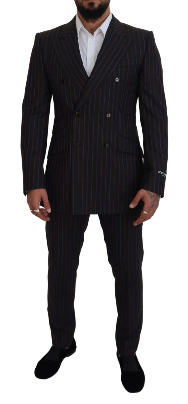 Dolce & Gabbana Elegant Black Striped Virgin Wool Suit