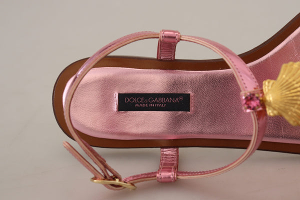 Dolce &amp; Gabbana Pink Ebellished Slides Flats Sandaalit Kengät
