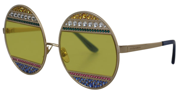 Dolce &amp; Gabbana Gold Oval Metal Crystals Shades DG2209B aurinkolasit