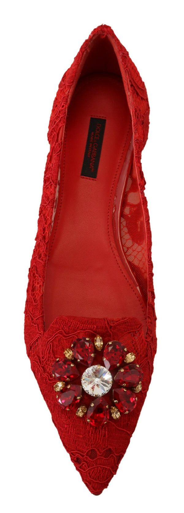 Dolce &amp; Gabbana Red Taormina Crystals Loafers Flats Kengät