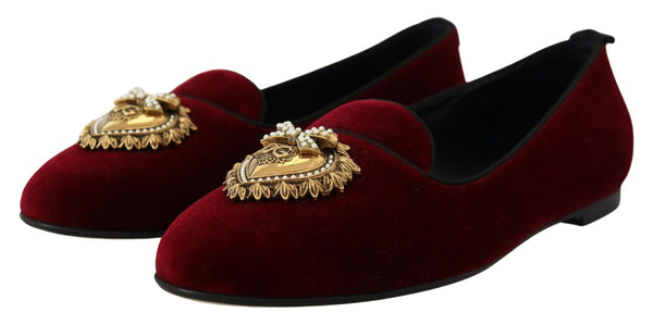 Dolce &amp; Gabbana Bordeaux Velvet Slip-On Loafers Flats -kengät