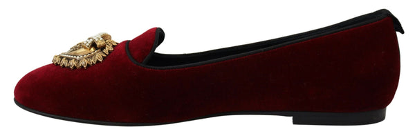 Dolce &amp; Gabbana Bordeaux Velvet Slip-On Loafers Flats -kengät