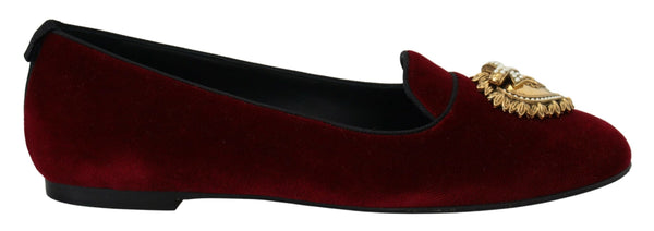 Dolce &amp; Gabbana Bordeaux Velvet Slip-On Loafers Flats -kengät
