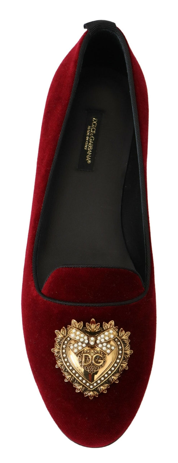 Dolce &amp; Gabbana Bordeaux Velvet Slip-On Loafers Flats -kengät