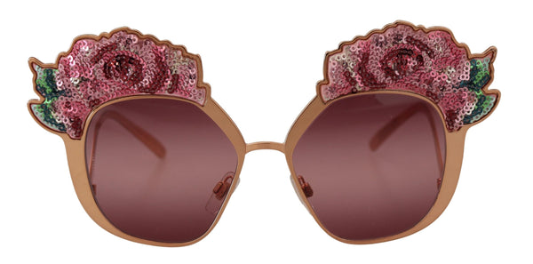 Dolce &amp; Gabbana Pink Gold Rose paljetteilla kirjonta DG2202 aurinkolasit