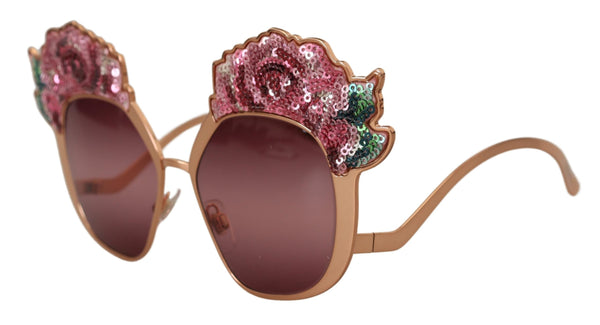 Dolce &amp; Gabbana Pink Gold Rose paljetteilla kirjonta DG2202 aurinkolasit