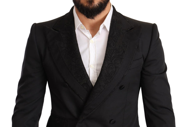 Dolce & Gabbana Elegant Black Floral Brocade Suit