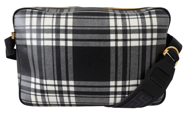 Versacen harmaa kangas- ja nahkainen Crossbody-laukku