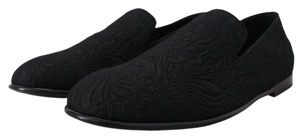 Dolce &amp; Gabbana musta kukka Jacquard Tossut Loafers Kengät