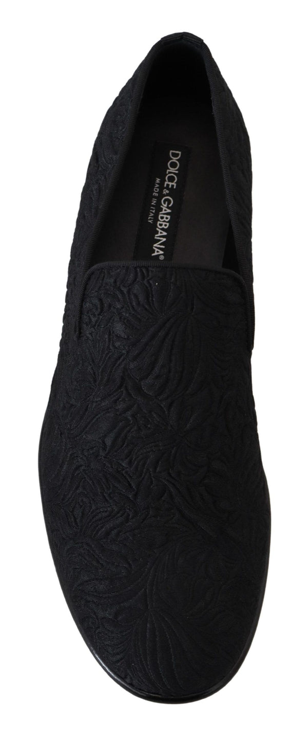 Dolce &amp; Gabbana musta kukka Jacquard Tossut Loafers Kengät