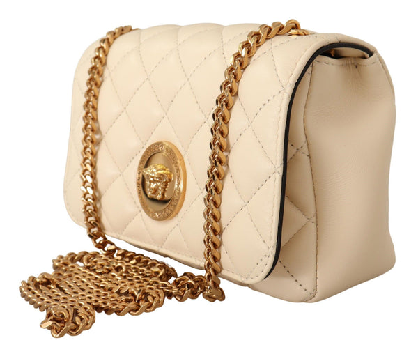 Versace Valkoinen Nappanahka Medusa Small Crossbody laukku