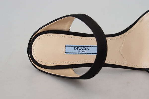 Prada Black Leather Sandals Stiletto Heels Open Toe -kengät