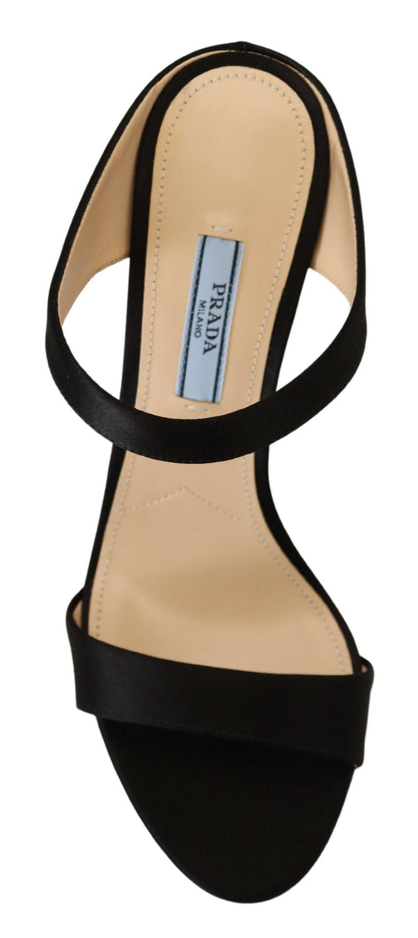 Prada Black Leather Sandals Stiletto Heels Open Toe -kengät