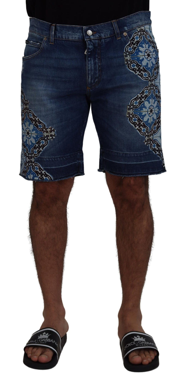 Dolce &amp; Gabbana Blue Denim Cotton Stretch Majolica -shortsit