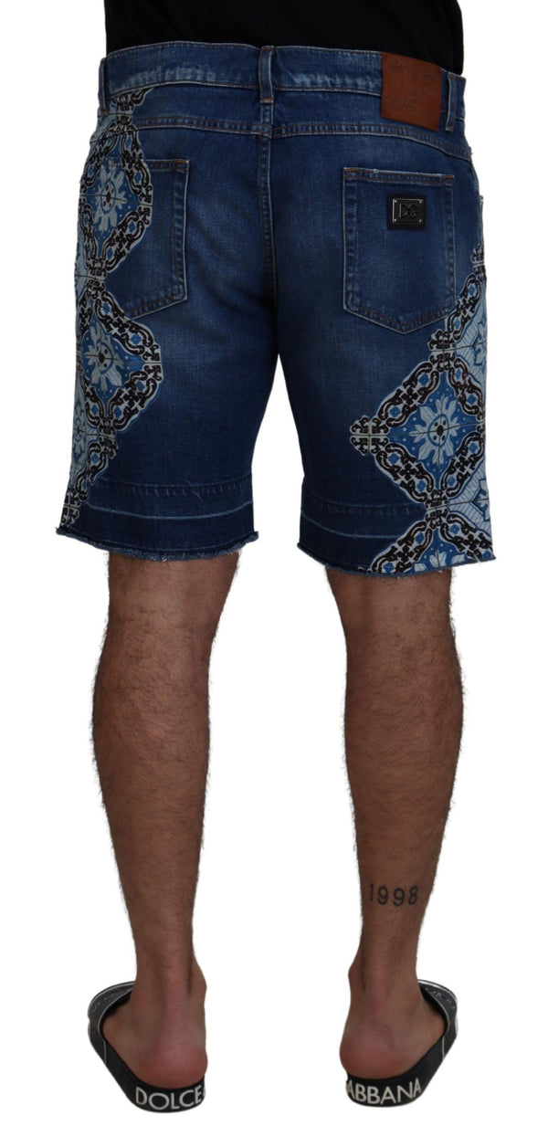 Dolce &amp; Gabbana Blue Denim Cotton Stretch Majolica -shortsit