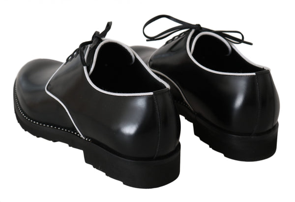 Dolce &amp; Gabbana Black Leather White Line -mekko Derby-kengät