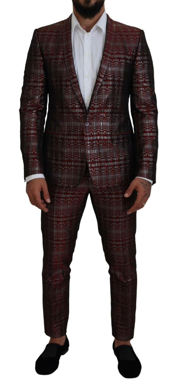 Dolce &amp; Gabbana Bordeaux Silver GOLD Slim Fit -puku