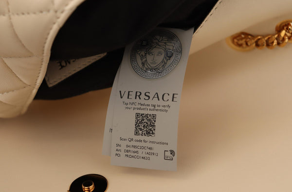 Versace Valkoinen Nappa Nahka Medusa Olkalaukku