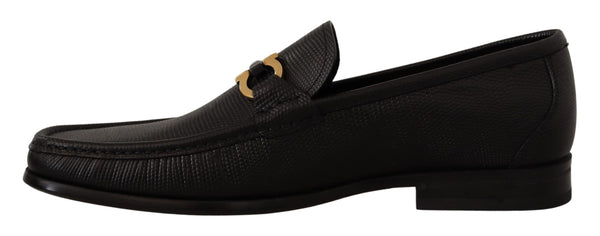 Salvatore Ferragamo Black Calf Leather Moccasins Loafers Kengät