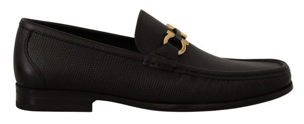 Salvatore Ferragamo Black Calf Leather Moccasins Loafers Kengät