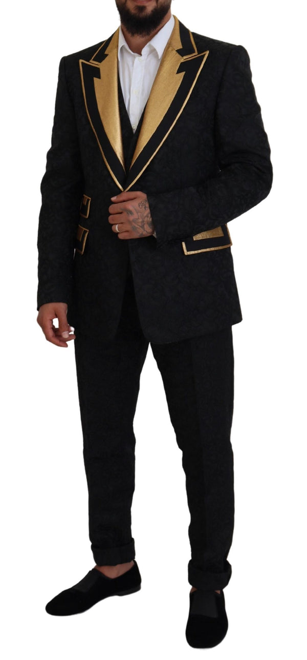 Dolce &amp; Gabbana Black Gold Fantasy Tuxedo Slim Fit -puku