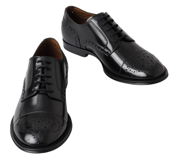 Dolce &amp; Gabbana mustat nahkaiset Oxford Wingtip -muodolliset derbykengät