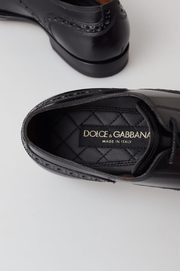 Dolce &amp; Gabbana mustat nahkaiset Oxford Wingtip -muodolliset derbykengät