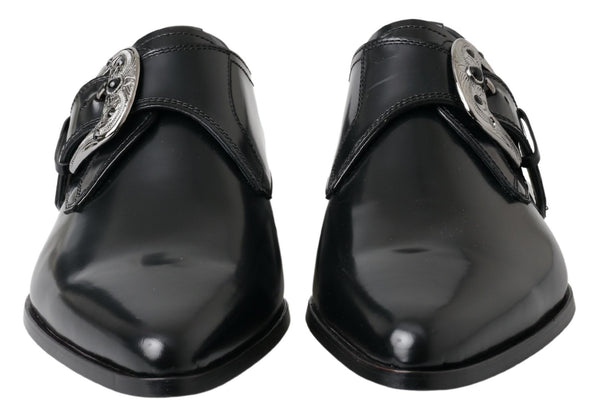 Dolce &amp; Gabbana musta nahkainen munkkihihnamekko juhlakengät