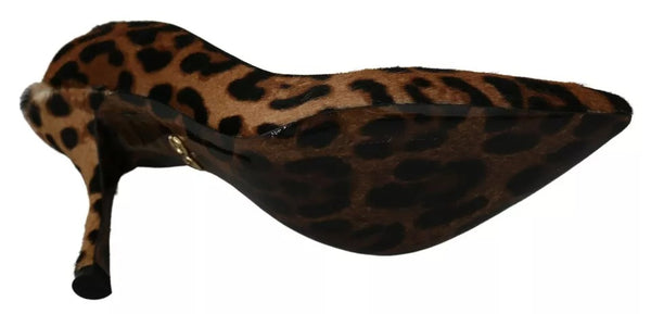 Dolce & Gabbana Brown Leopard Pony Hair Heels Pumps Shoes