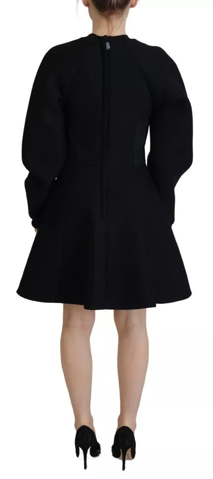 Dolce & Gabbana Cotton Black Long Sleeves A-line Mini Dress