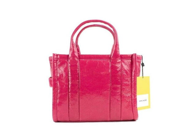 Marc Jacobs Shiny Crinkle Mini Tote Magenta Leather Crossbody käsilaukku