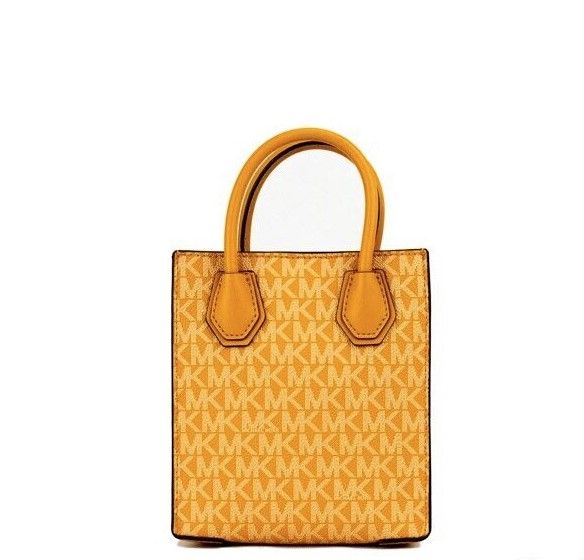 Michael Kors Mercer XS Honeycomb Gold Signature PVC North South Shopper Crossbody -laukku