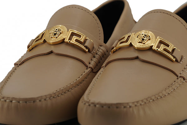 Versace Beige Calf Leather Loafers -kengät