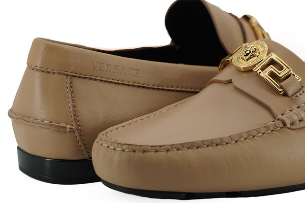 Versace Beige Calf Leather Loafers -kengät