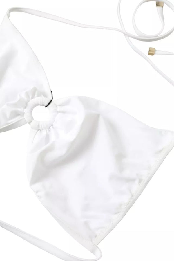 Dolce & Gabbana White Nylon Stretch Swimwear Top Bikini