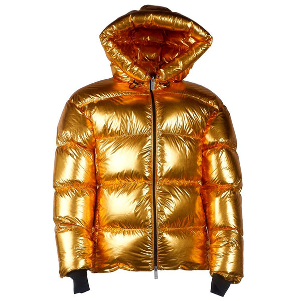 Centogrammi Exquisite Golden Puffer Jacket with Hood