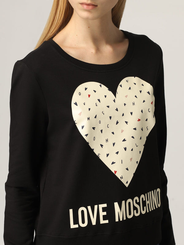 Love Moschino Chic Printed Crewneck Cotton Sweatshirt