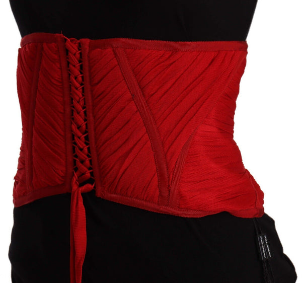Dolce & Gabbana Elegant Red Silk Corset Belt Top