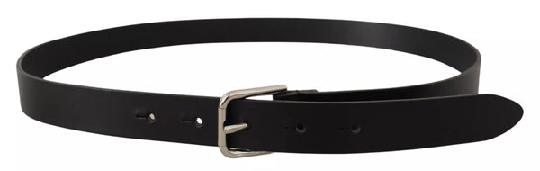 Dolce & Gabbana Black Classic Calf Leather Metal Box Buckle Belt