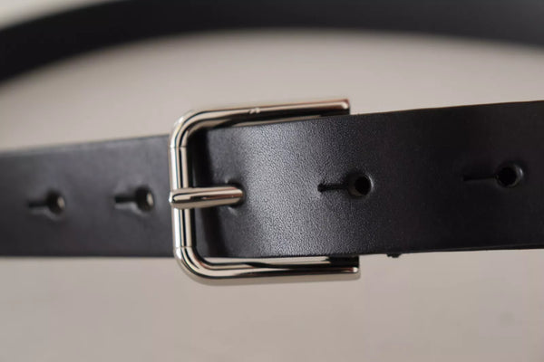 Dolce & Gabbana Black Classic Calf Leather Metal Box Buckle Belt