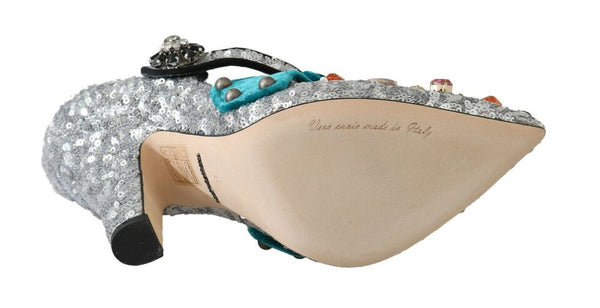Dolce &amp; Gabbana hopeisella paljetetulla Crystal Mary Janes -pumpulla