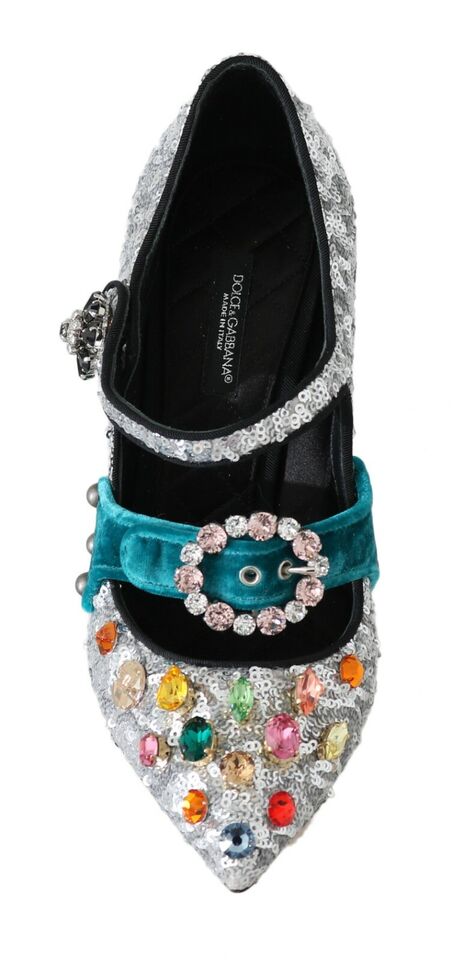 Dolce &amp; Gabbana hopeisella paljetetulla Crystal Mary Janes -pumpulla
