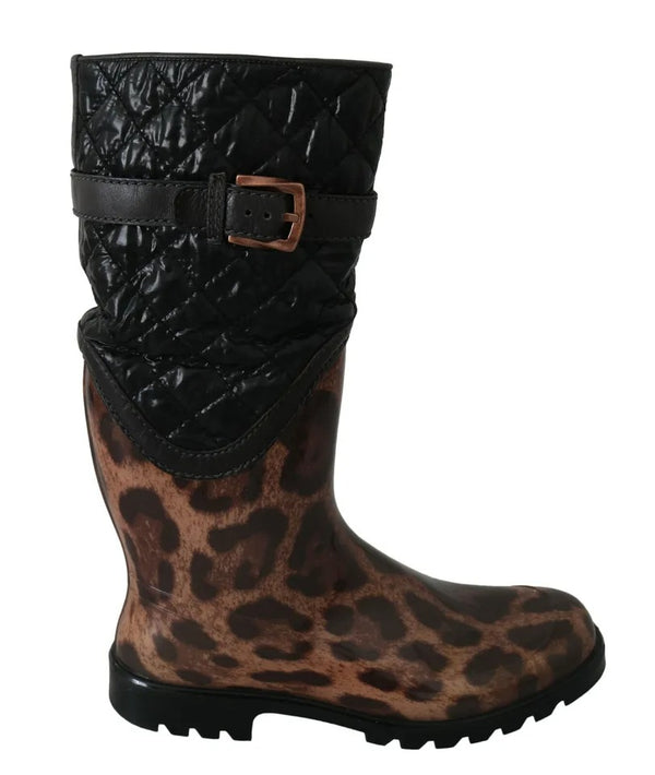 Dolce & Gabbana Black Brown Leopard Booties Boots Shoes