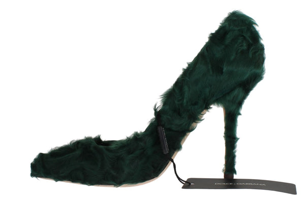Dolce &amp; Gabbana vihreät Xiangao lampaan turkista valmistetut nahkapumput