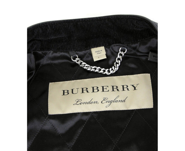 Burberry Burberry miesten musta nahkainen timanttitikattu pyörätakki