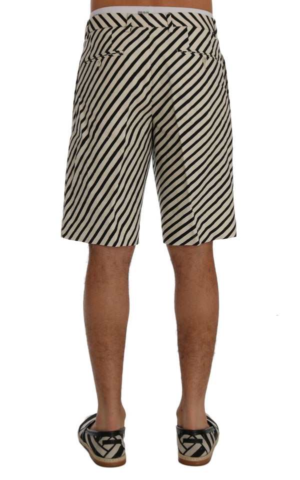 Dolce &amp; Gabbana White Black Striped Hamp -shortsit