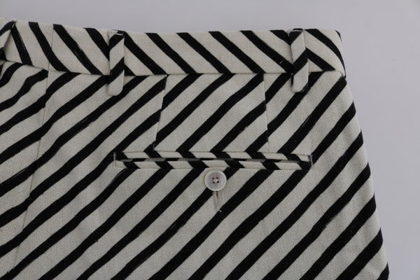 Dolce &amp; Gabbana White Black Striped Hamp -shortsit