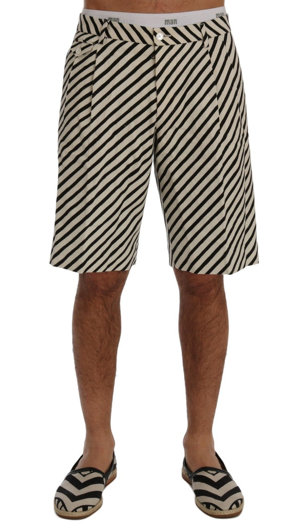 Dolce &amp; Gabbana White Black Striped Hamp -shortsit