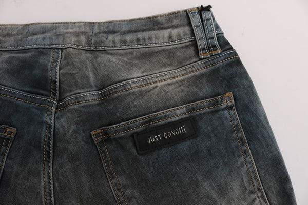 Cavalli Blue Wash Cotton Blend Slim Fit -farkut